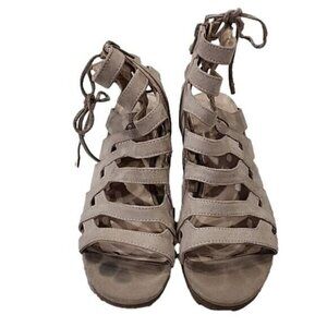 Francesca's 2" Strappy Sandal Grandcentral Tan Shoes lace up Back 6